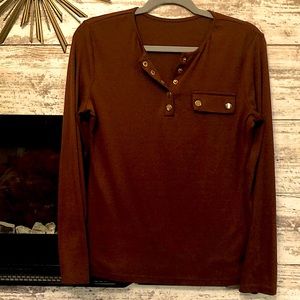 SHEIN Long Sleeve Chocolate Brown T - Size Medium